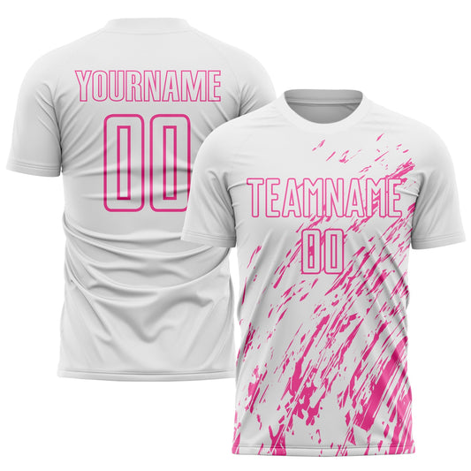 Custom White Pink Sublimation Soccer Uniform Jersey - Sky-Custom