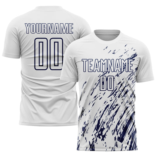 Custom White Navy Sublimation Soccer Uniform Jersey - Sky-Custom