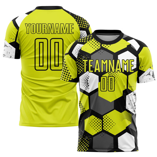 Custom Neon Yellow Black-White Sublimation Soccer Uniform Jersey - Sky-Custom