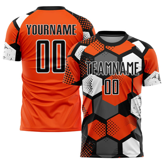 Custom Orange Black-White Sublimation Soccer Uniform Jersey - Sky-Custom