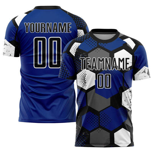 Custom Royal Black-White Sublimation Soccer Uniform Jersey - Sky-Custom