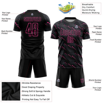 Custom Black Pink Sublimation Soccer Uniform Jersey - Sky-Custom