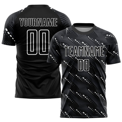Custom Black White Sublimation Soccer Uniform Jersey - Sky-Custom