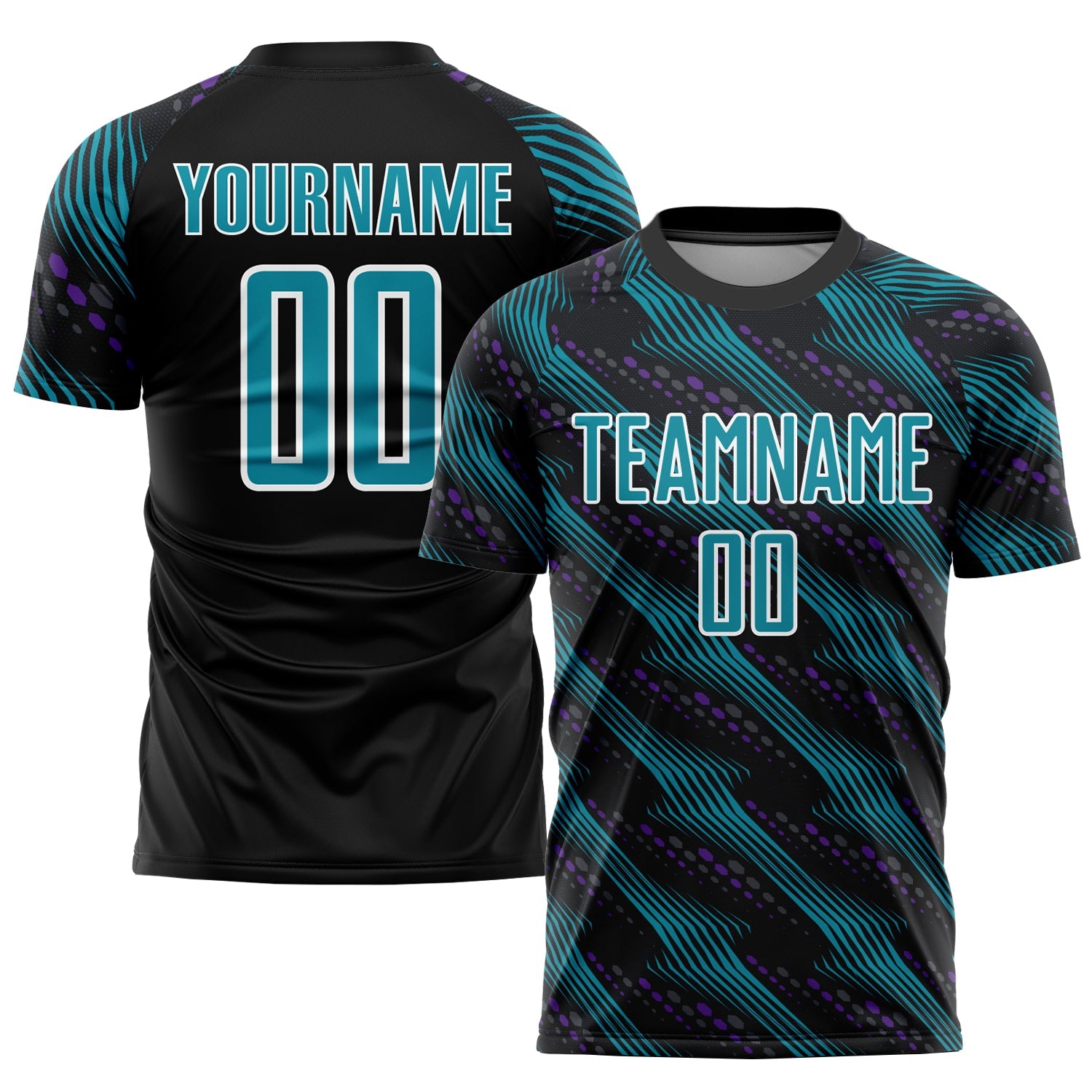 Custom Black Teal-White Sublimation Soccer Uniform Jersey - Sky-Custom
