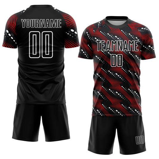 Custom Black Red-White Sublimation Soccer Uniform Jersey - Sky-Custom