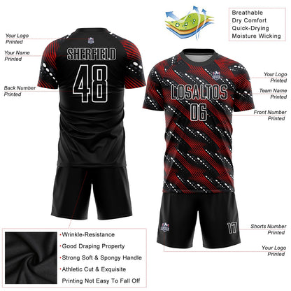 Custom Black Red-White Sublimation Soccer Uniform Jersey - Sky-Custom