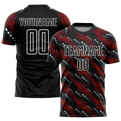 Custom Black Red-White Sublimation Soccer Uniform Jersey - Sky-Custom