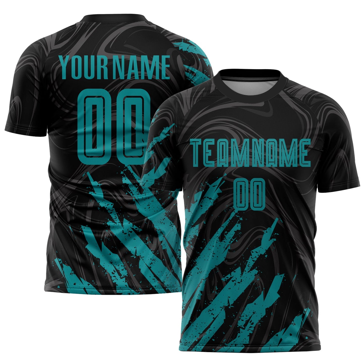 Custom Black Teal Sublimation Soccer Uniform Jersey - Sky-Custom