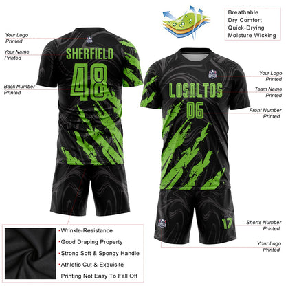 Custom Black Neon Green Sublimation Soccer Uniform Jersey - Sky-Custom