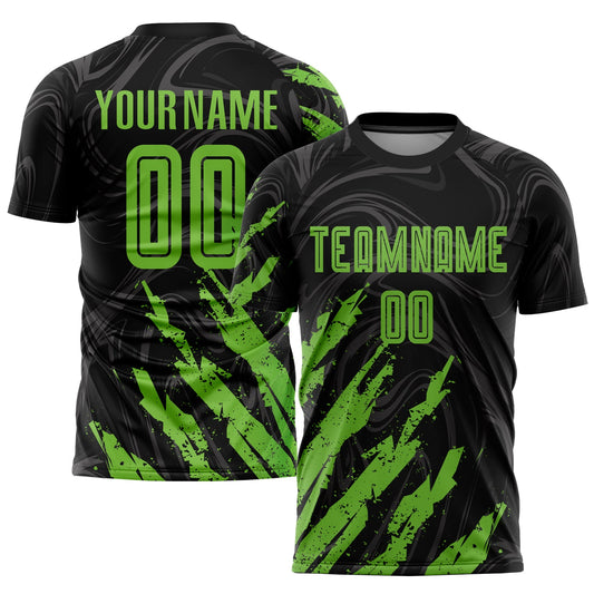 Custom Black Neon Green Sublimation Soccer Uniform Jersey - Sky-Custom