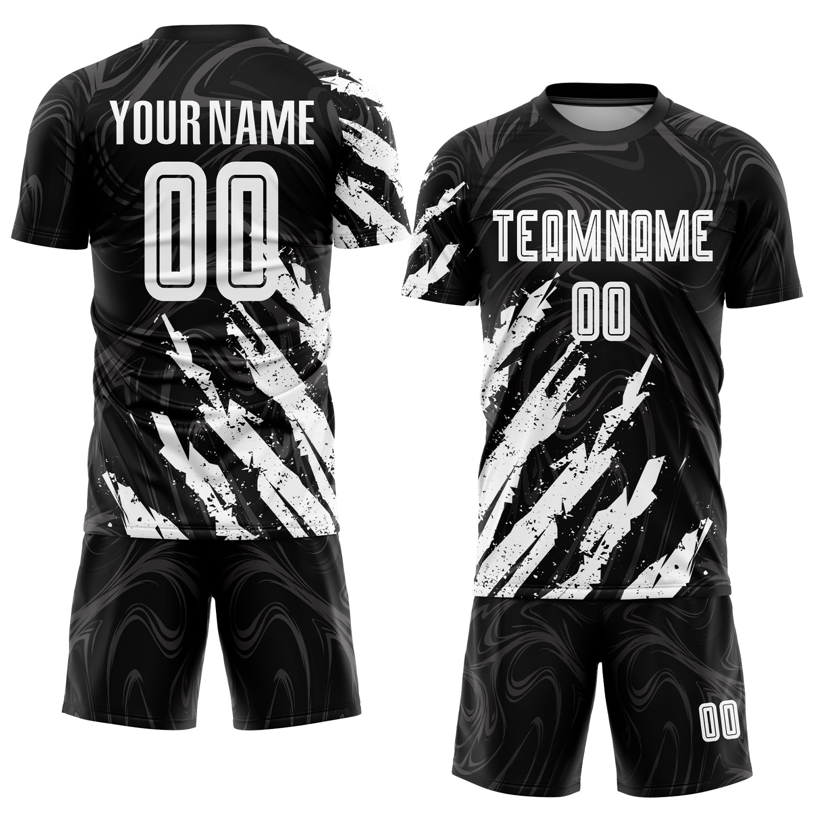 Custom Black White Sublimation Soccer Uniform Jersey - Sky-Custom