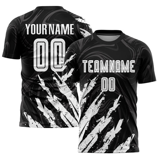 Custom Black White Sublimation Soccer Uniform Jersey - Sky-Custom