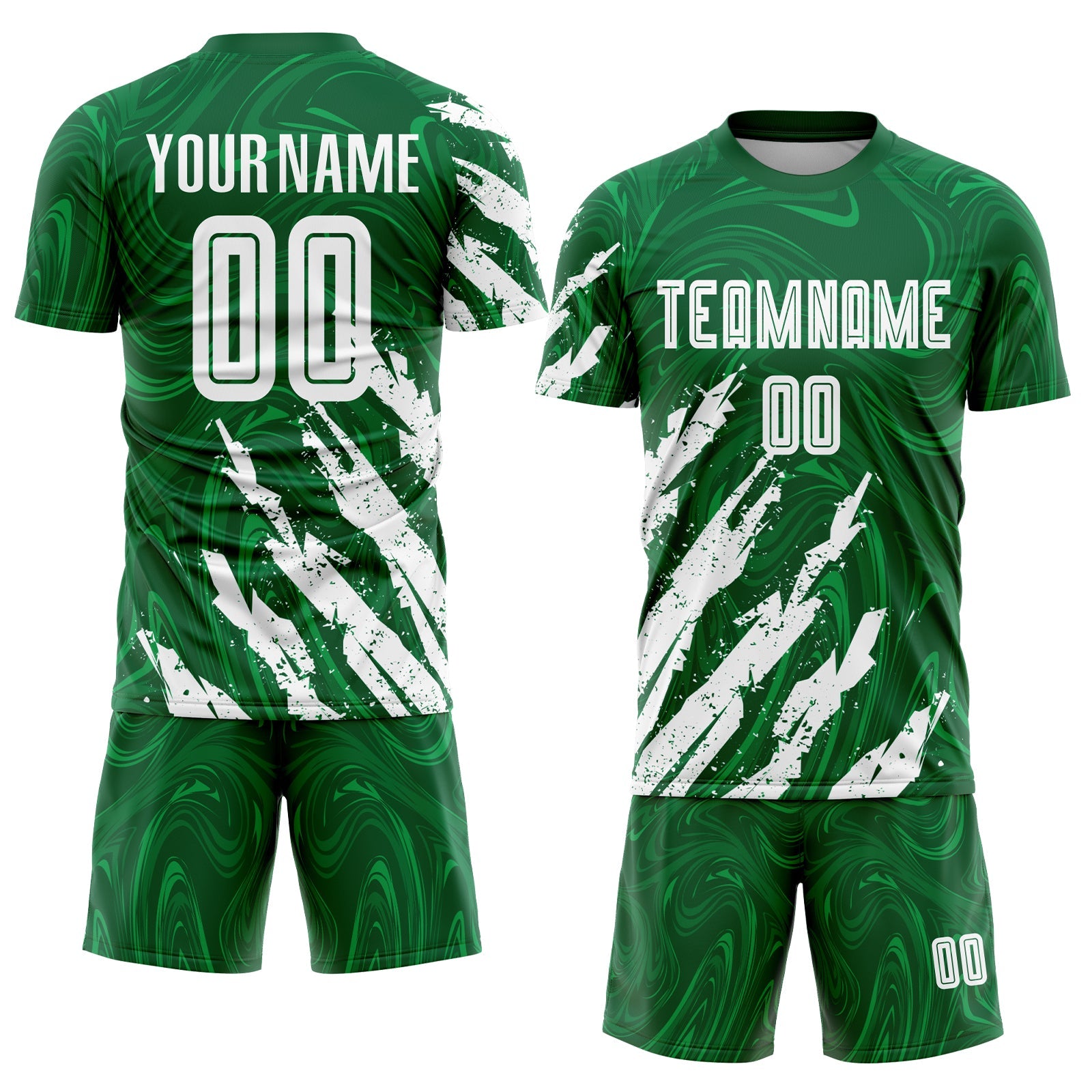Custom Kelly Green White Sublimation Soccer Uniform Jersey - Sky-Custom