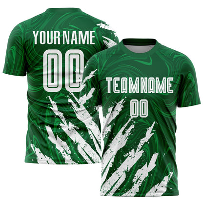 Custom Kelly Green White Sublimation Soccer Uniform Jersey - Sky-Custom