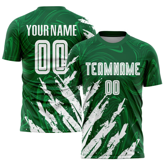 Custom Kelly Green White Sublimation Soccer Uniform Jersey - Sky-Custom