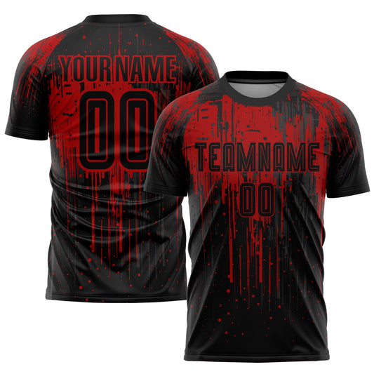 Custom Red Black Sublimation Soccer Uniform Jersey - Sky-Custom