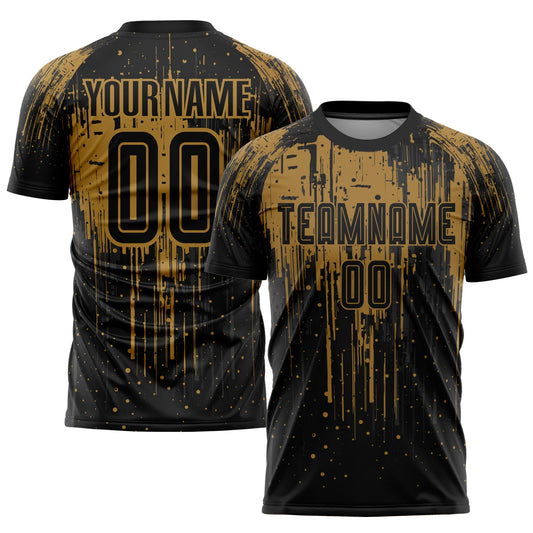 Custom Old Gold Black Sublimation Soccer Uniform Jersey - Sky-Custom