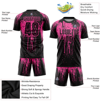 Custom Pink Black Sublimation Soccer Uniform Jersey - Sky-Custom