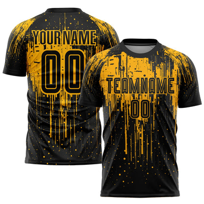 Custom Gold Black Sublimation Soccer Uniform Jersey - Sky-Custom