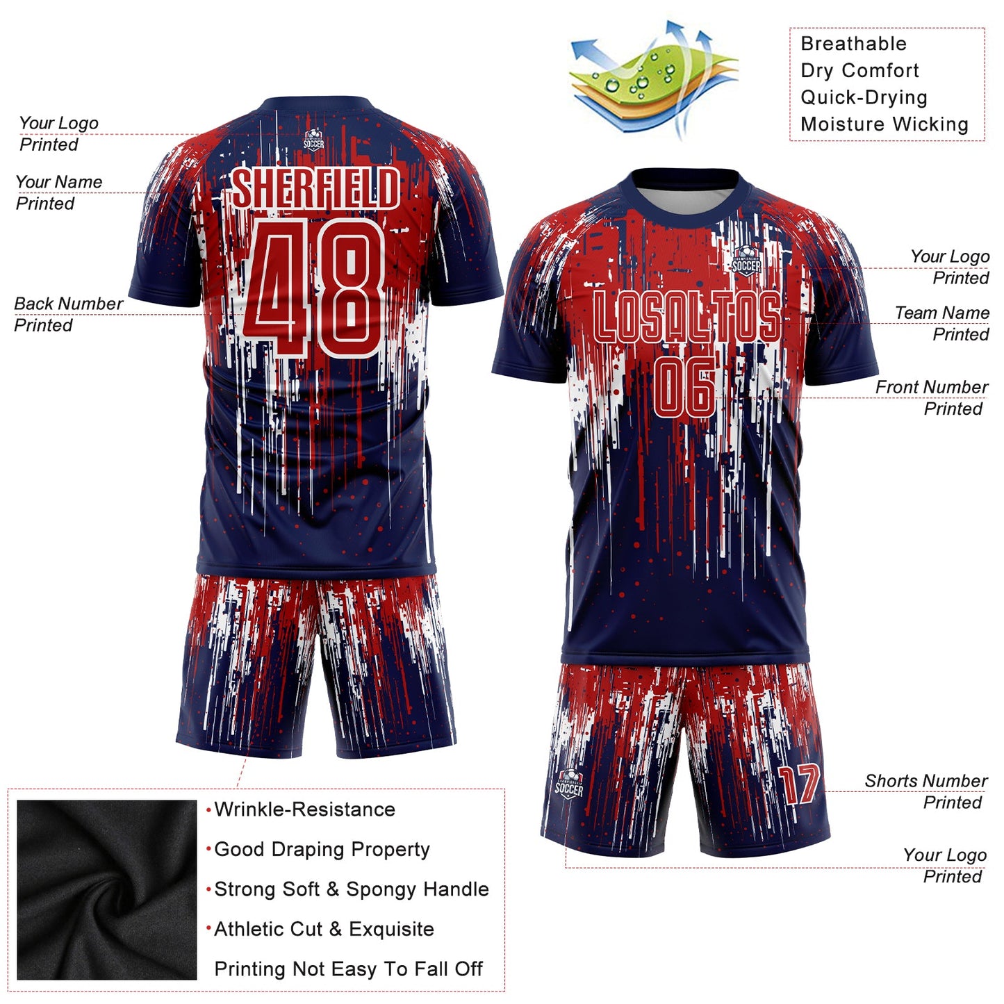 Custom Red Royal-White Sublimation Soccer Uniform Jersey - Sky-Custom