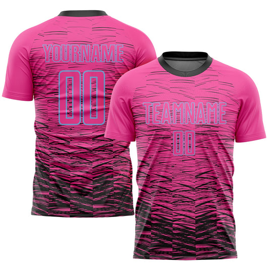 Custom Pink Black-Light Blue Sublimation Soccer Uniform Jersey - Sky-Custom