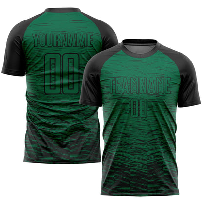 Custom Kelly Green Black Sublimation Soccer Uniform Jersey - Sky-Custom