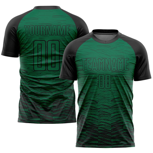 Custom Kelly Green Black Sublimation Soccer Uniform Jersey - Sky-Custom