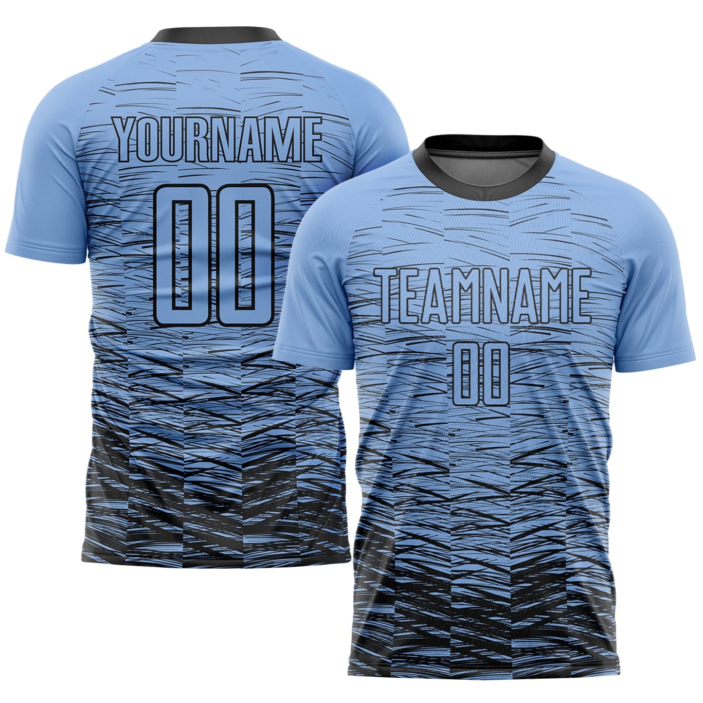 Custom Light Blue Black Sublimation Soccer Uniform Jersey - Sky-Custom