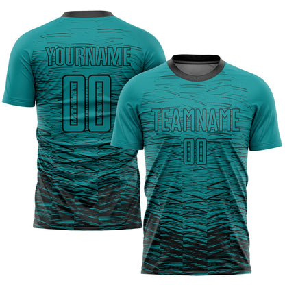 Custom Teal Black Sublimation Soccer Uniform Jersey - Sky-Custom