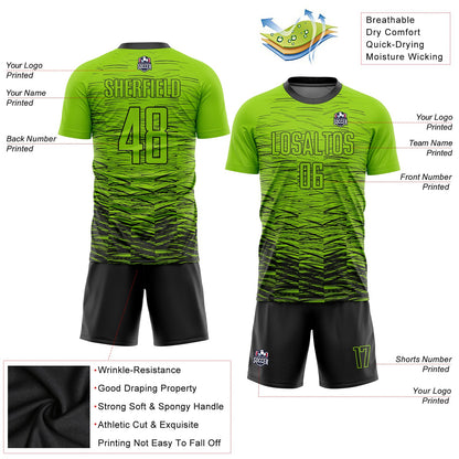 Custom Neon Green Black Sublimation Soccer Uniform Jersey - Sky-Custom