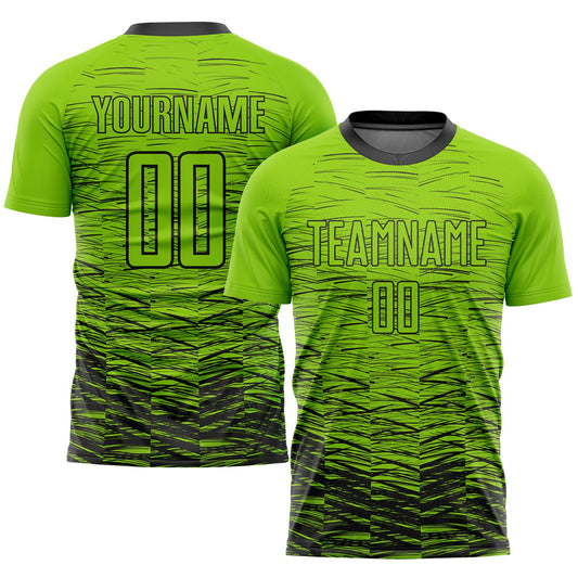 Custom Neon Green Black Sublimation Soccer Uniform Jersey - Sky-Custom