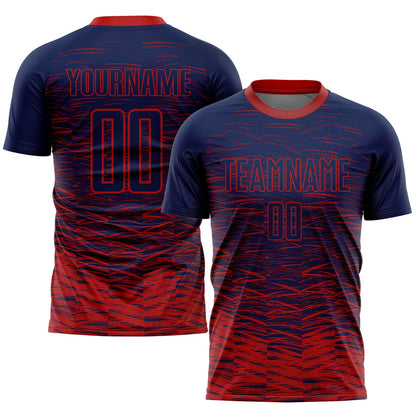Custom Navy Red Sublimation Soccer Uniform Jersey - Sky-Custom