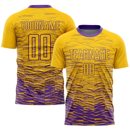 Custom Yellow Purple Sublimation Soccer Uniform Jersey - Sky-Custom
