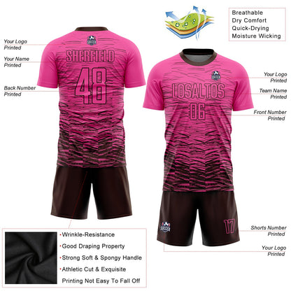 Custom Pink Brown Sublimation Soccer Uniform Jersey - Sky-Custom