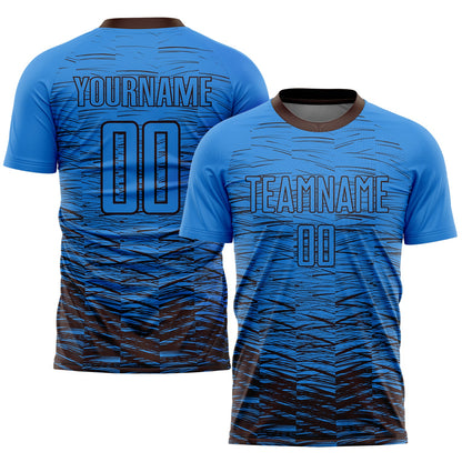 Custom Powder Blue Brown Sublimation Soccer Uniform Jersey - Sky-Custom