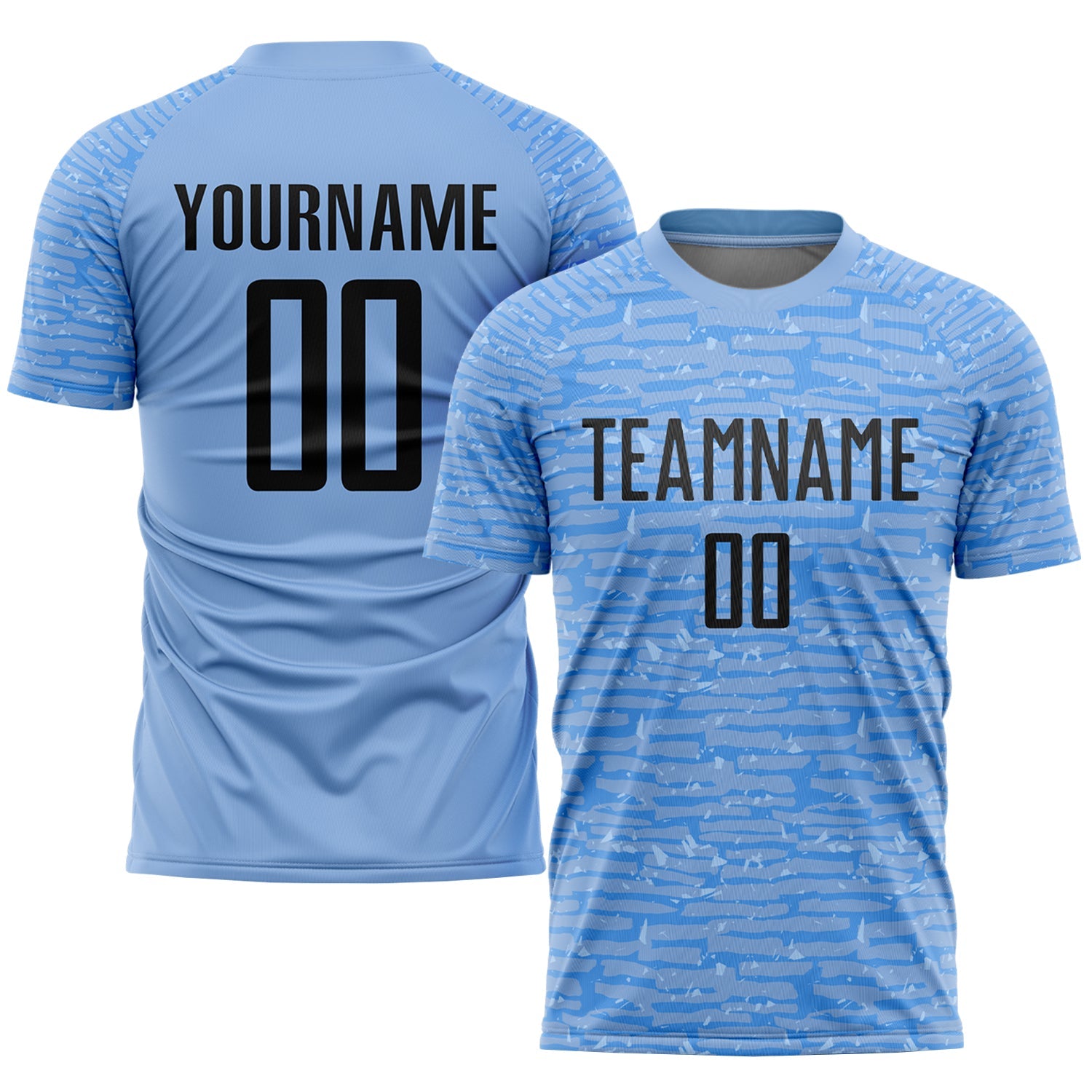 Custom Light Blue Black Sublimation Soccer Uniform Jersey - Sky-Custom