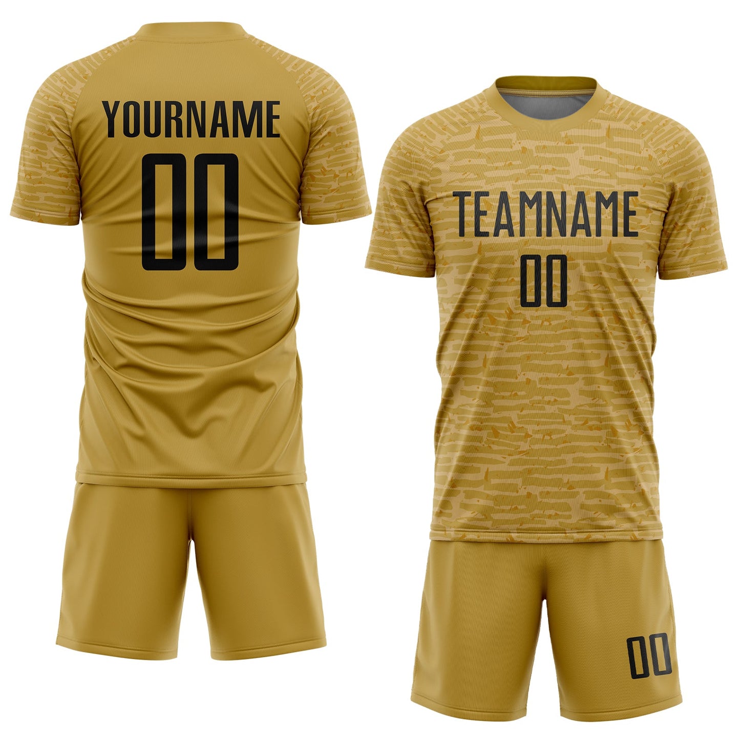 Custom Old Gold Black Sublimation Soccer Uniform Jersey - Sky-Custom