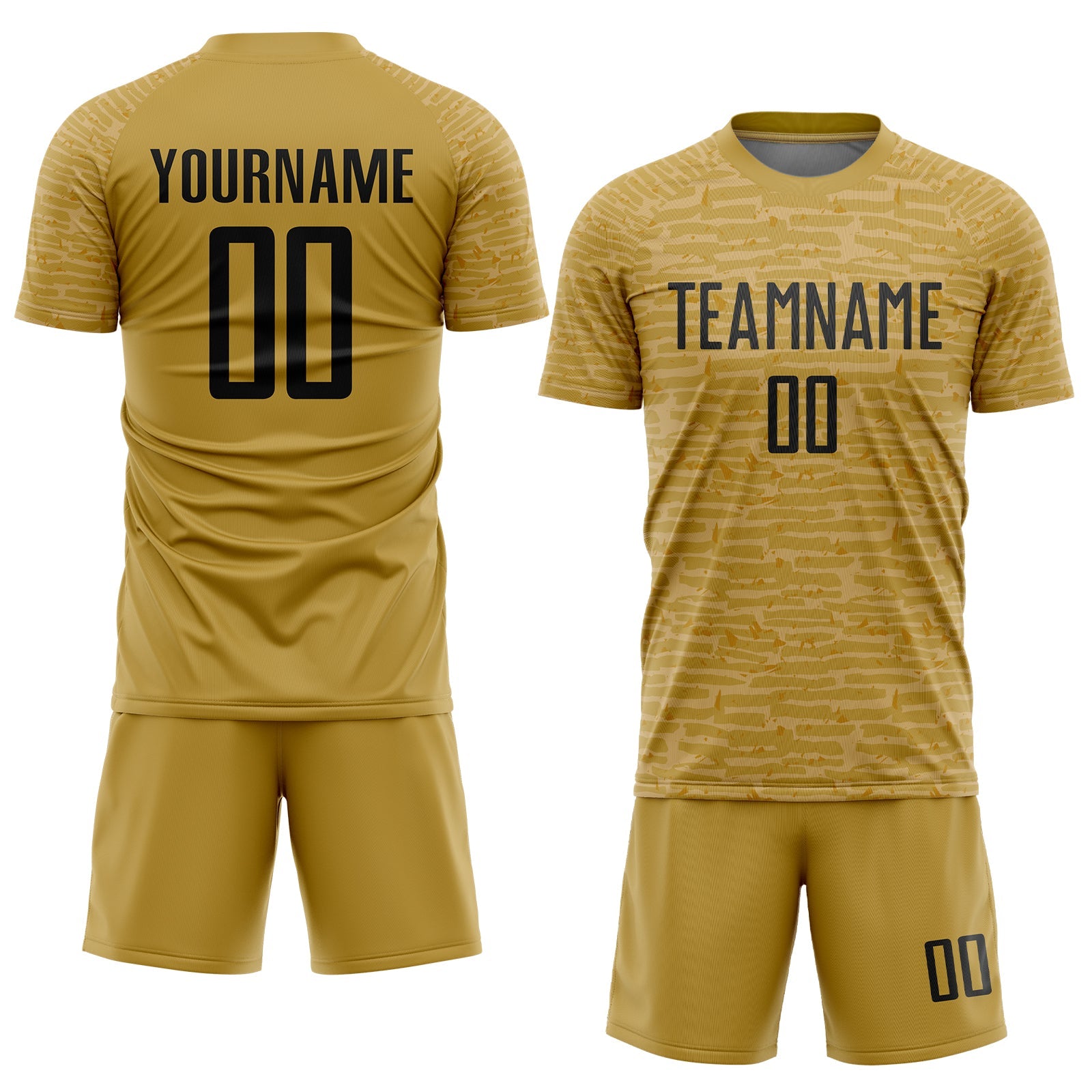Custom Old Gold Black Sublimation Soccer Uniform Jersey - Sky-Custom