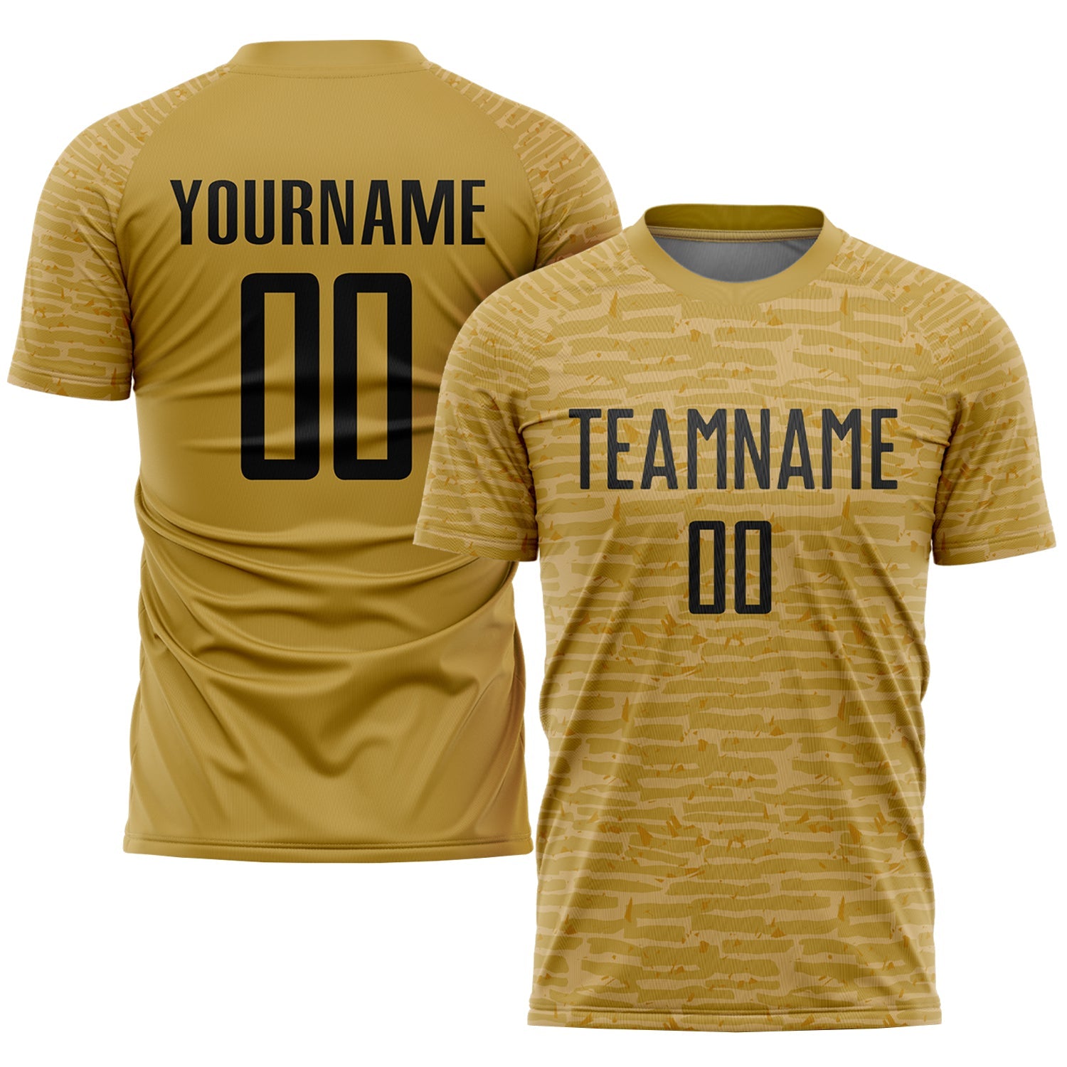 Custom Old Gold Black Sublimation Soccer Uniform Jersey - Sky-Custom
