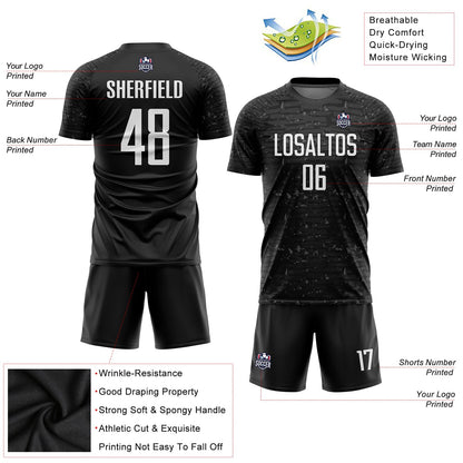 Custom Black White Sublimation Soccer Uniform Jersey - Sky-Custom