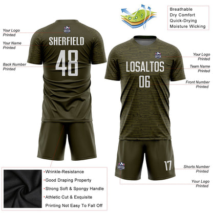 Custom Olive White Sublimation Salute To Service Soccer Uniform Jersey - Sky-Custom
