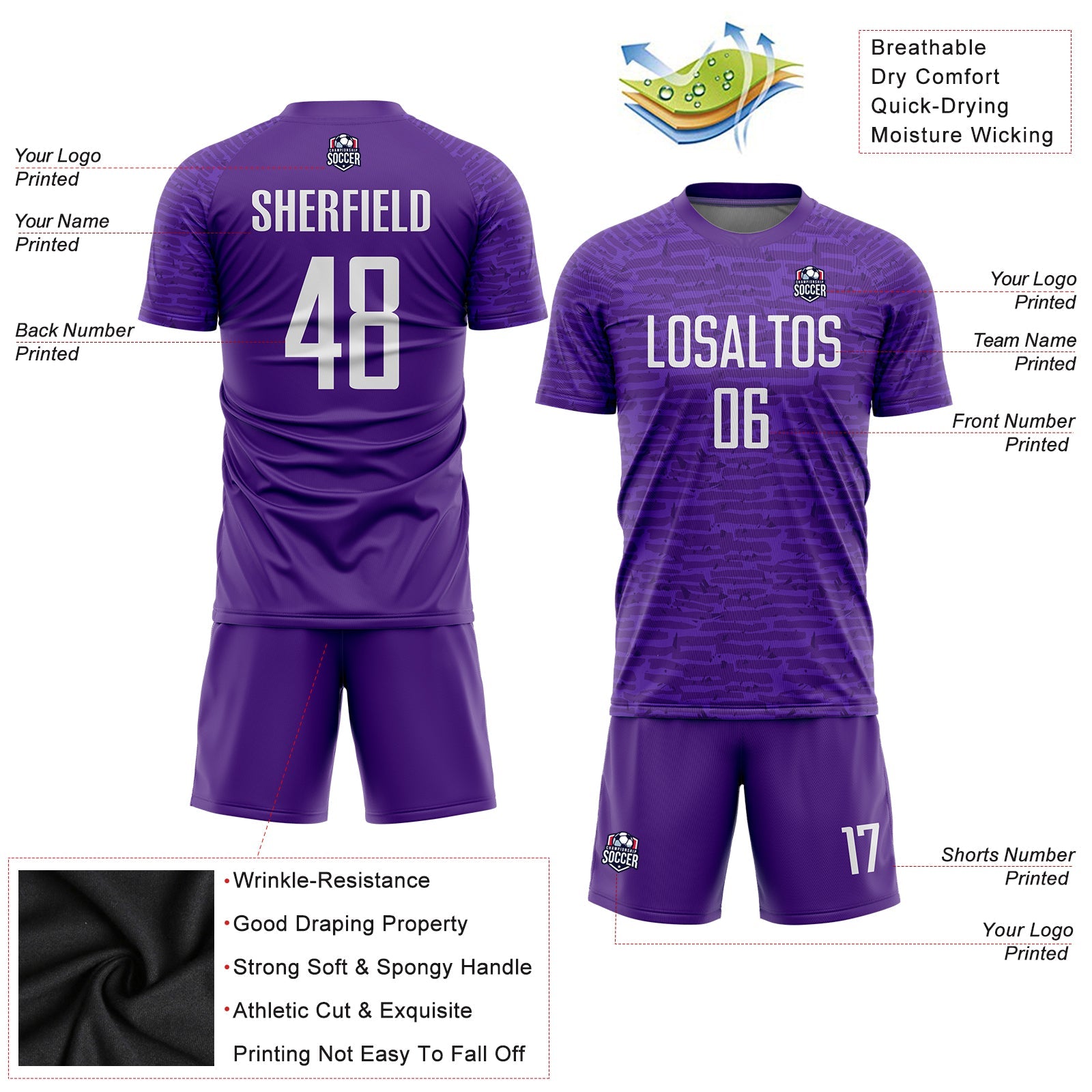 Custom Purple White Sublimation Soccer Uniform Jersey - Sky-Custom