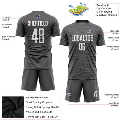 Custom Steel Gray White Sublimation Soccer Uniform Jersey - Sky-Custom