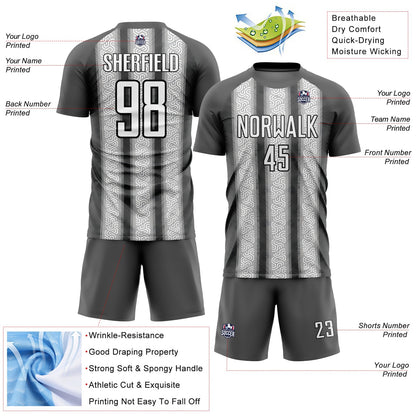 Custom Steel Gray White-Black Ethnic Stripes Sublimation Soccer Uniform Jersey - Sky-Custom