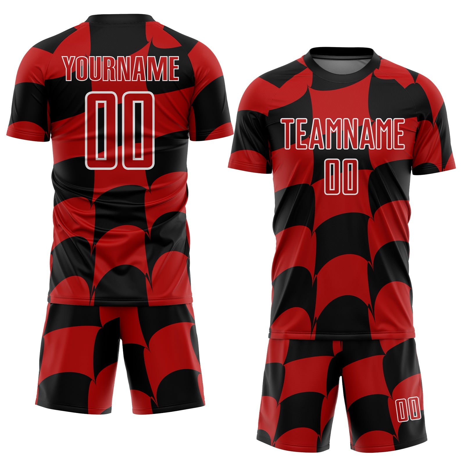 Custom Black Red-White Plaid Sublimation Soccer Uniform Jersey - Sky-Custom