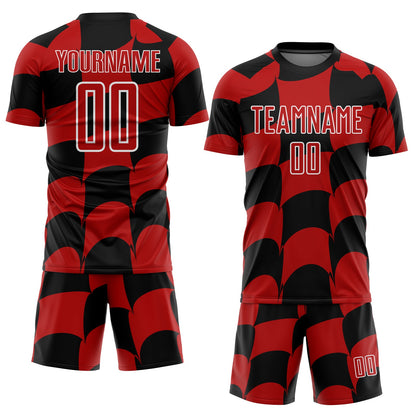 Custom Black Red-White Plaid Sublimation Soccer Uniform Jersey - Sky-Custom