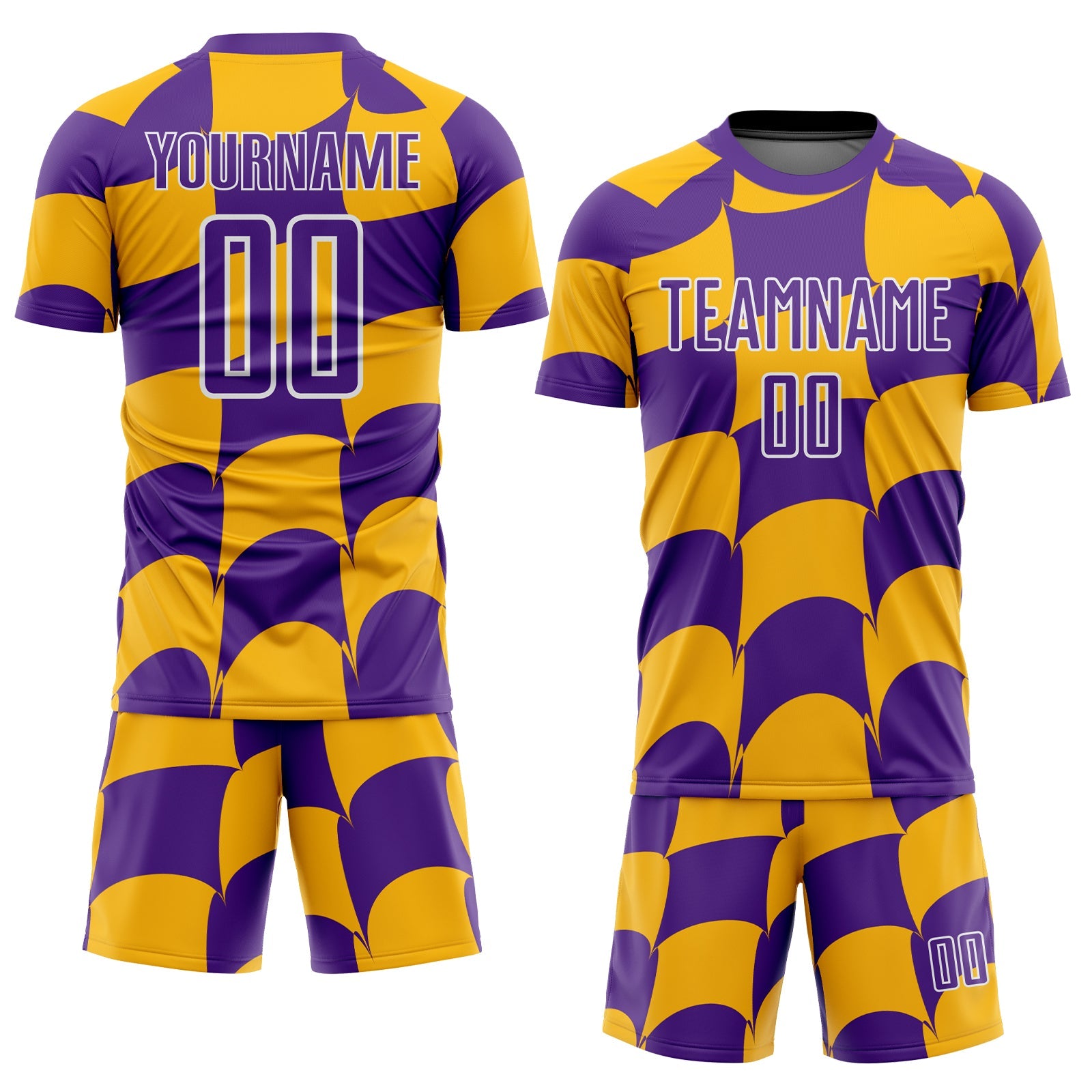 Custom Purple Gold-White Plaid Sublimation Soccer Uniform Jersey - Sky-Custom