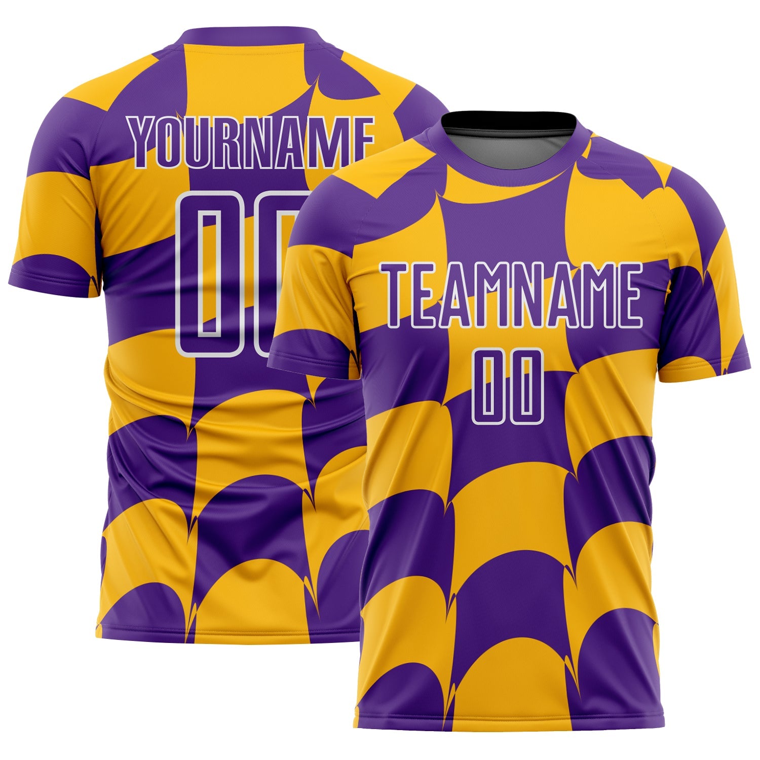 Custom Purple Gold-White Plaid Sublimation Soccer Uniform Jersey - Sky-Custom