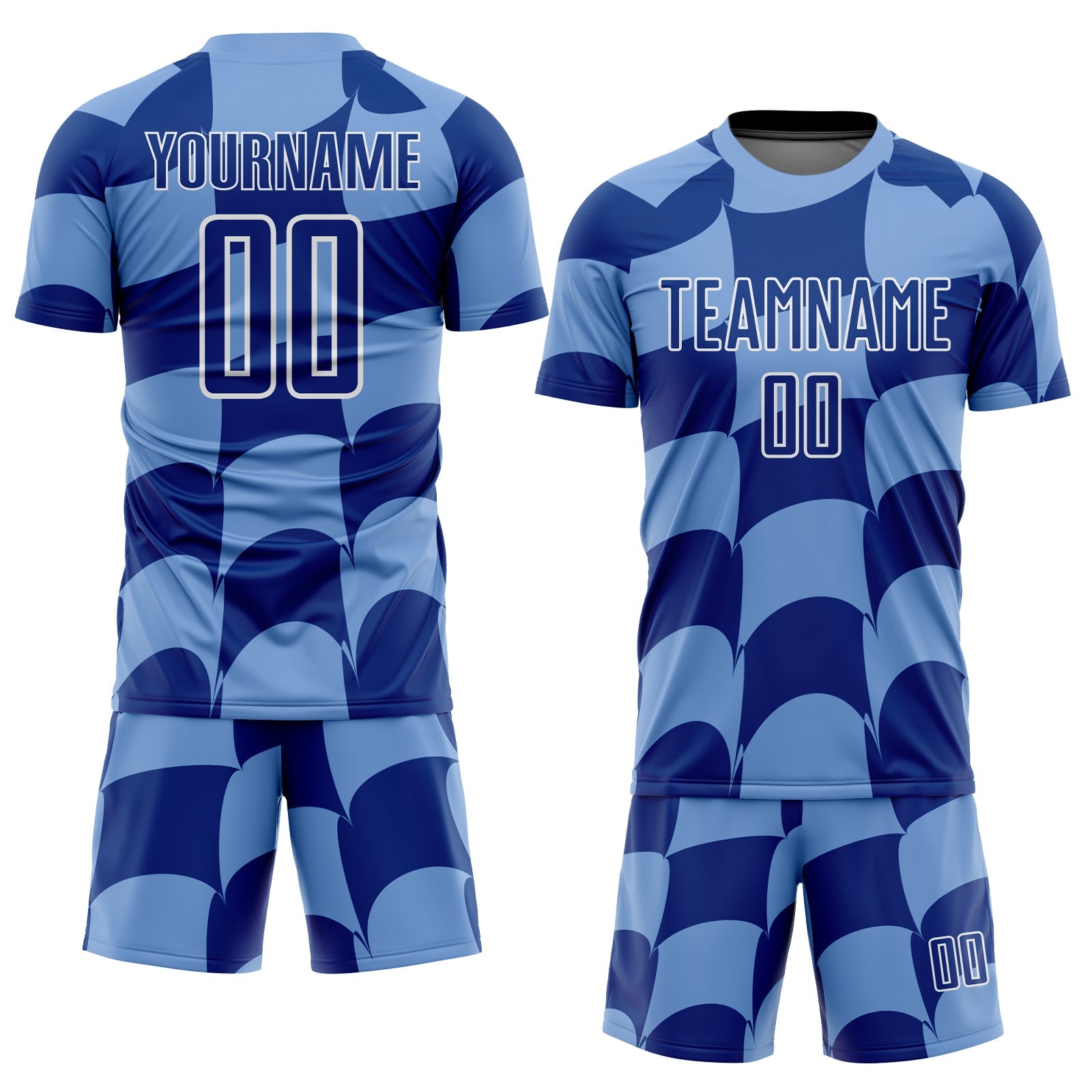 Custom Light Blue Royal-White Plaid Sublimation Soccer Uniform Jersey - Sky-Custom