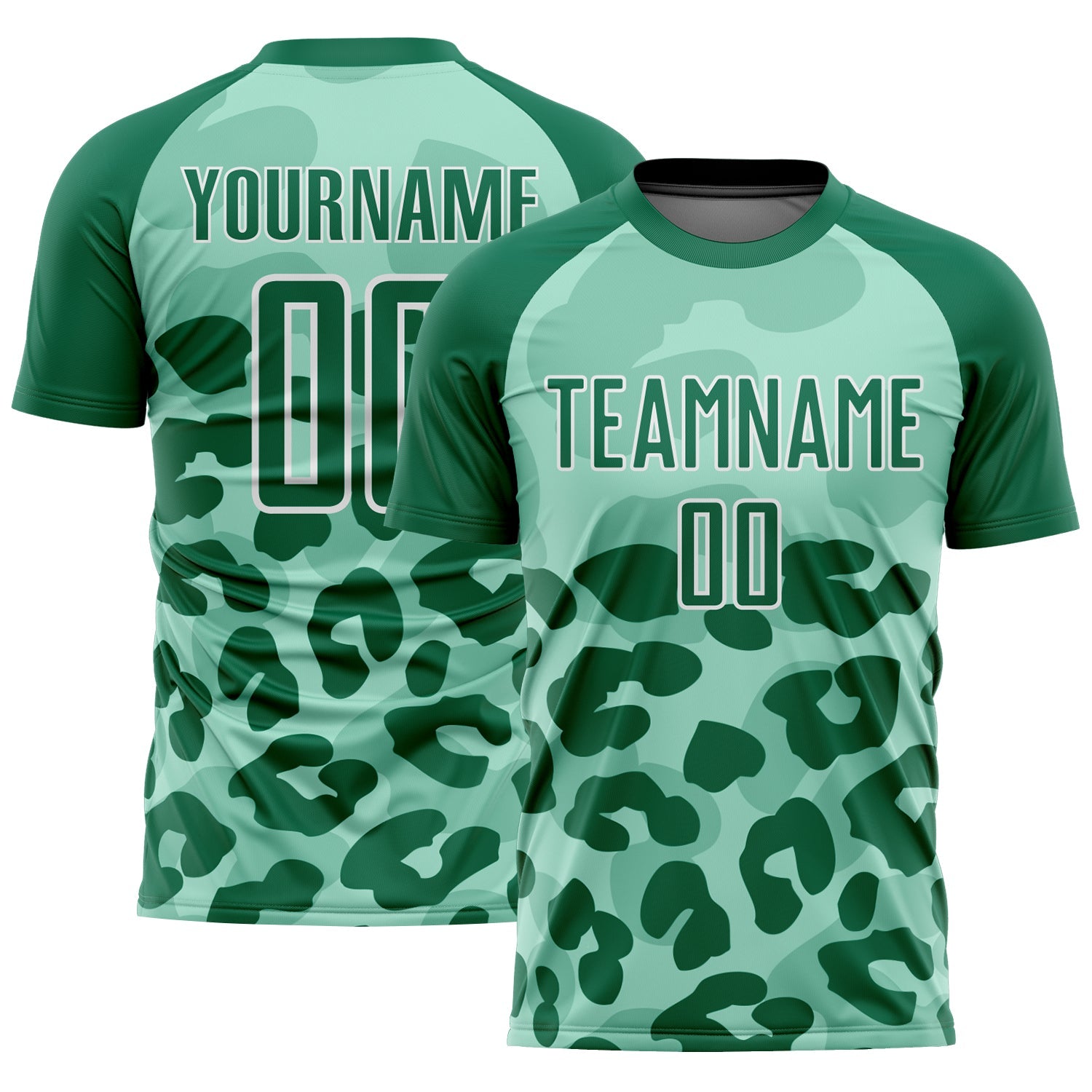 Custom Pea Green Kelly Green-White Animal Print Sublimation Soccer Uniform Jersey - Sky-Custom